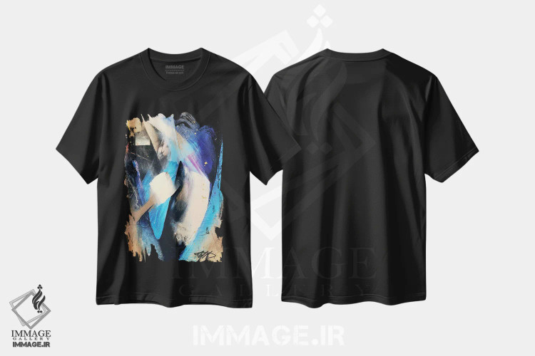 تیشرت مشکی طرح دار – تیشرت موسیقی ,سرود آبی اثر مایکل گلدزوایگ immage.ir