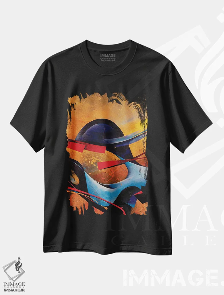 تیشرت مشکی طرح دار – تیشرت انتزاعی ,درویش سماع گر اثر مایکل گلدزوایگ فروشگاه ایماژ