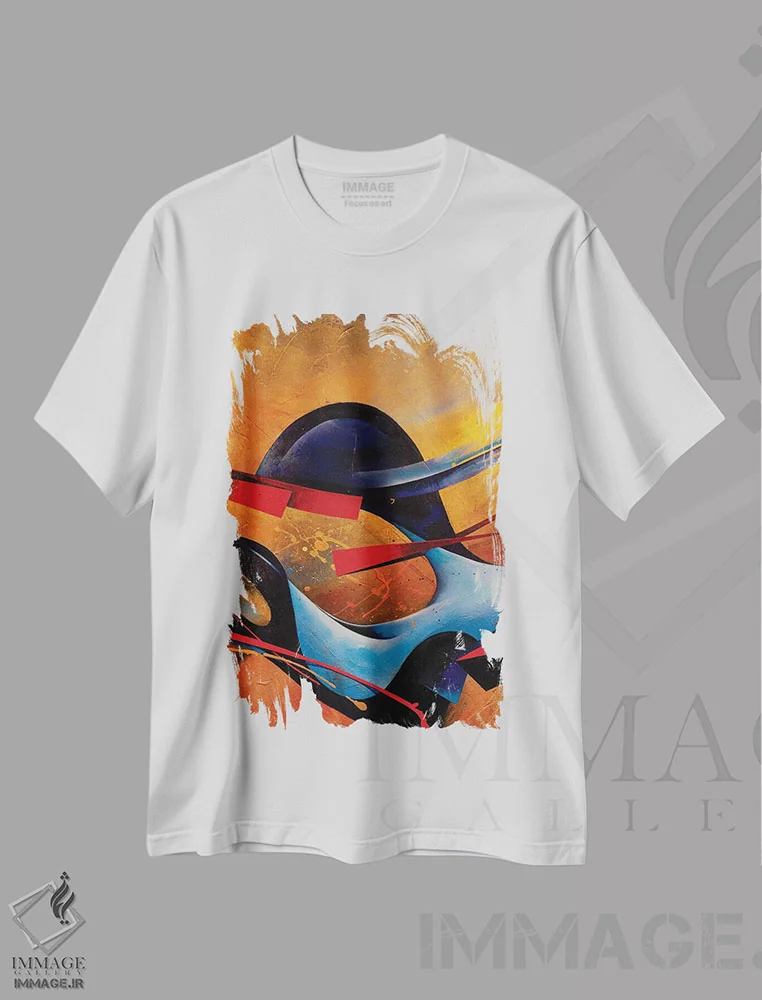 تیشرت سفید طرح دار – تیشرت انتزاعی ,درویش سماع گر اثر مایکل گلدزوایگ immage.ir