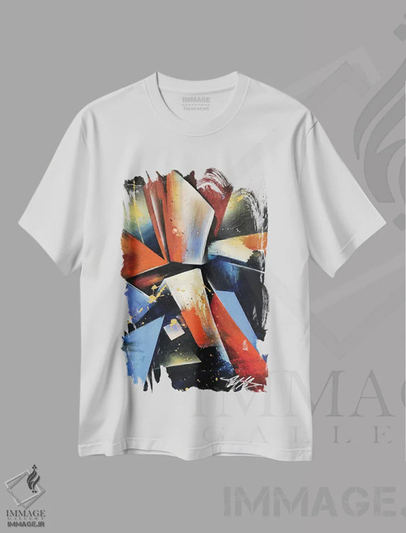 تیشرت سفید طرح دار – تیشرت انتزاعی ,ای بی اثر مایکل گلدزوایگ immage.ir