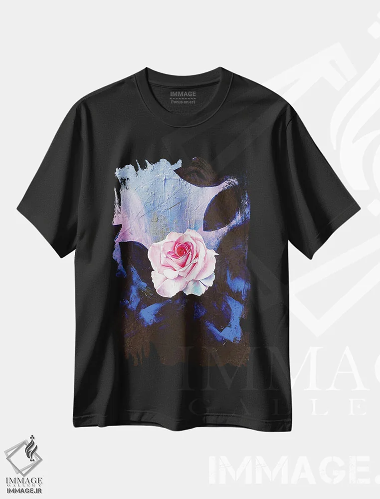 تیشرت مشکی طرح دار – تیشرت گلدار ,زندگی به رنگ گل سرخ اثر مایکل گلدزوایگ immage.ir