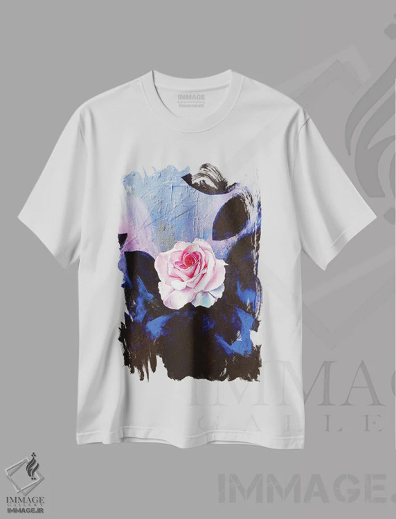 تیشرت سفید طرح دار – تیشرت گلدار ,زندگی به رنگ گل سرخ اثر مایکل گلدزوایگ فروشگاه ایماژ