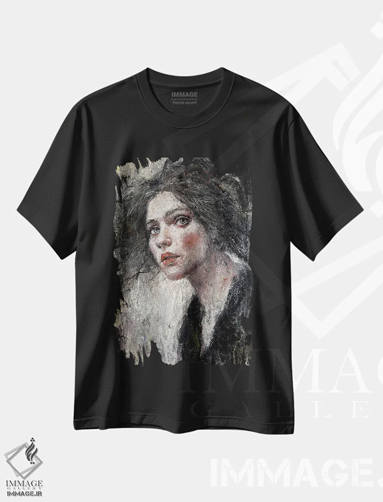 تیشرت مشکی طرح دار – تیشرت هنری ,توس اثر مارگاریتا ایوانوا فروشگاه ایماژ