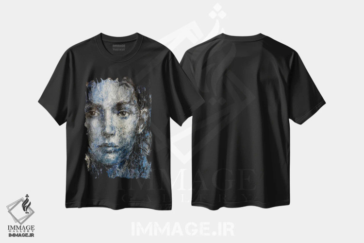 تیشرت مشکی طرح دار – تیشرت هنری ,توس ماه آبی اثر مارگاریتا ایوانوا فروشگاه ایماژ