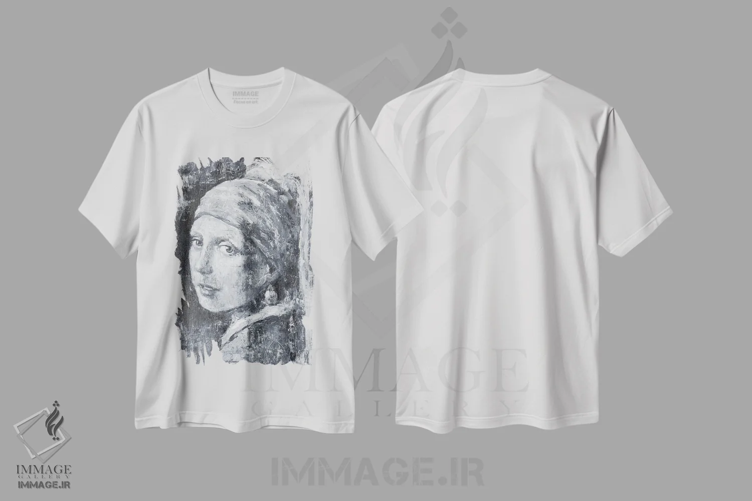 تیشرت سفید طرح دار – تیشرت هنری ,توس "دختر با گوشواره مروارید" اثر مارگاریتا ایوانوا immage.ir