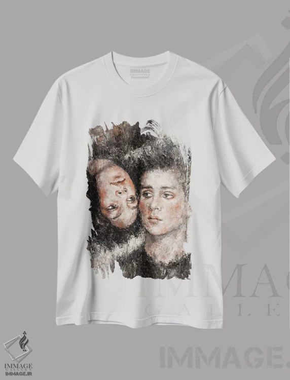 تیشرت سفید طرح دار – تیشرت هنری ,توس "دو نفر" اثر مارگاریتا ایوانوا فروشگاه ایماژ