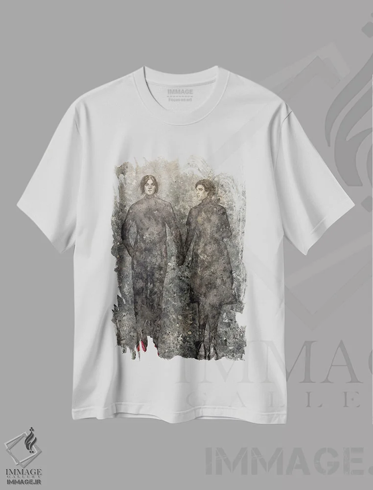 تیشرت سفید طرح دار – تیشرت مد ,سایه ها اثر مارگاریتا ایوانوا فروشگاه ایماژ