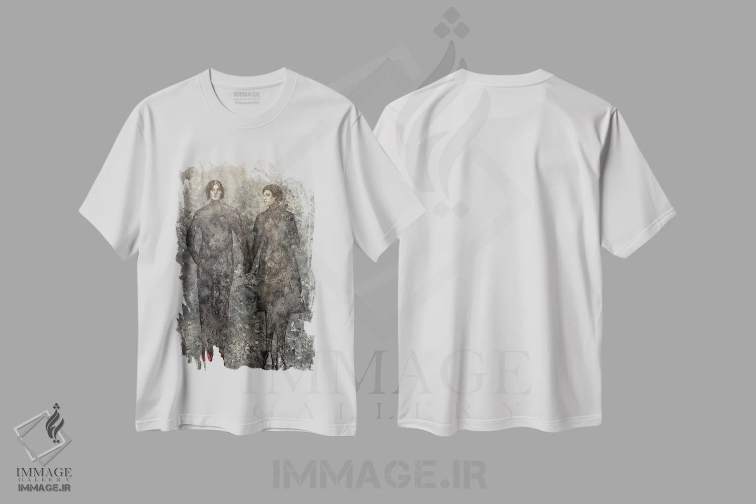 تیشرت سفید طرح دار – تیشرت مد ,سایه ها اثر مارگاریتا ایوانوا فروشگاه ایماژ