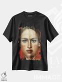تیشرت مشکی طرح دار – تیشرت هنری زنانه ,دختر با چشمان سبز اثر مارگاریتا ایوانوا immage.ir