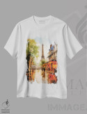 تیشرت سفید طرح دار – تیشرت شهر پاریس ,خیابان های پاریس دوم اثر کانر مک گوایر immage.ir