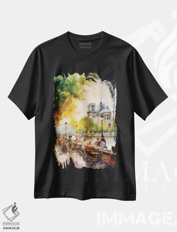 تیشرت مشکی طرح دار – تیشرت خیابانی پاریس ,خیابان های پاریس سوم اثر کانر مک گوایر immage.ir