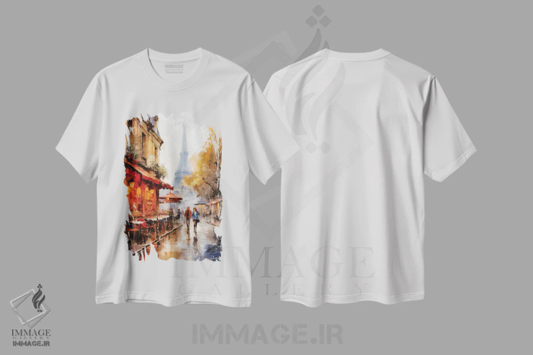 تیشرت سفید طرح دار – تیشرت پاریس ,خیابان های پاریس چهارم اثر کانر مک گوایر immage.ir