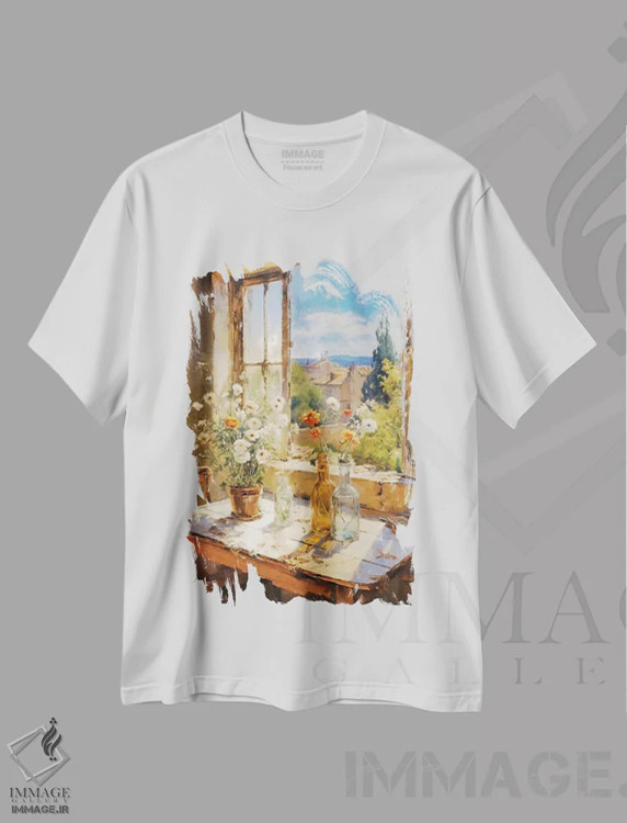 تیشرت سفید طرح دار – تیشرت تابستانی ,پنجره تابستانی سوم اثر کانر مک گوایر immage.ir