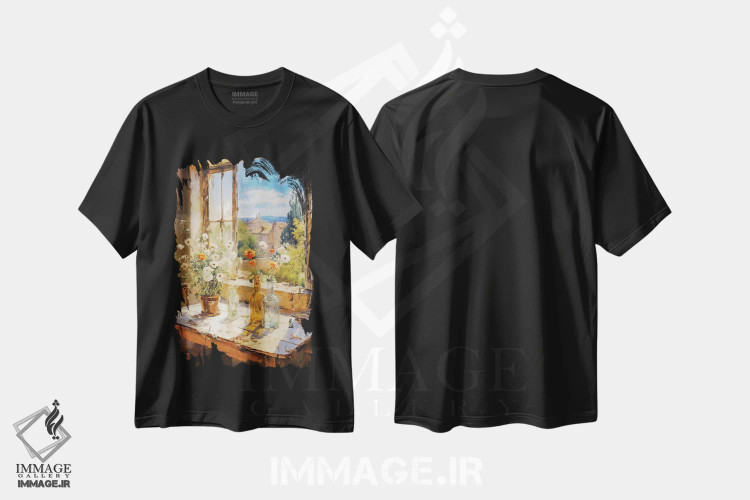 تیشرت مشکی طرح دار – تیشرت تابستانی ,پنجره تابستانی سوم اثر کانر مک گوایر فروشگاه ایماژ