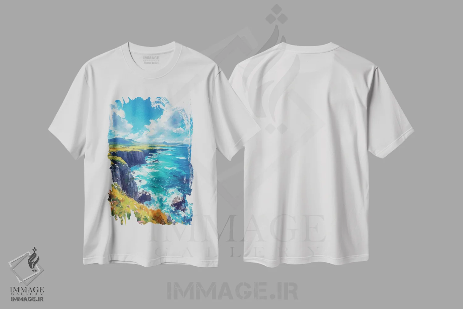 تیشرت سفید طرح دار – تیشرت طبیعت ,موج سواری وحشی آتلانتیک اثر کانر مک گوایر immage.ir