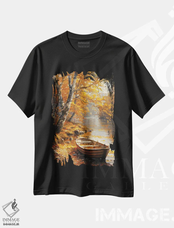 تیشرت مشکی طرح دار – تیشرت منظره ,رود پاییزی دوم اثر کانر مک گوایر فروشگاه ایماژ