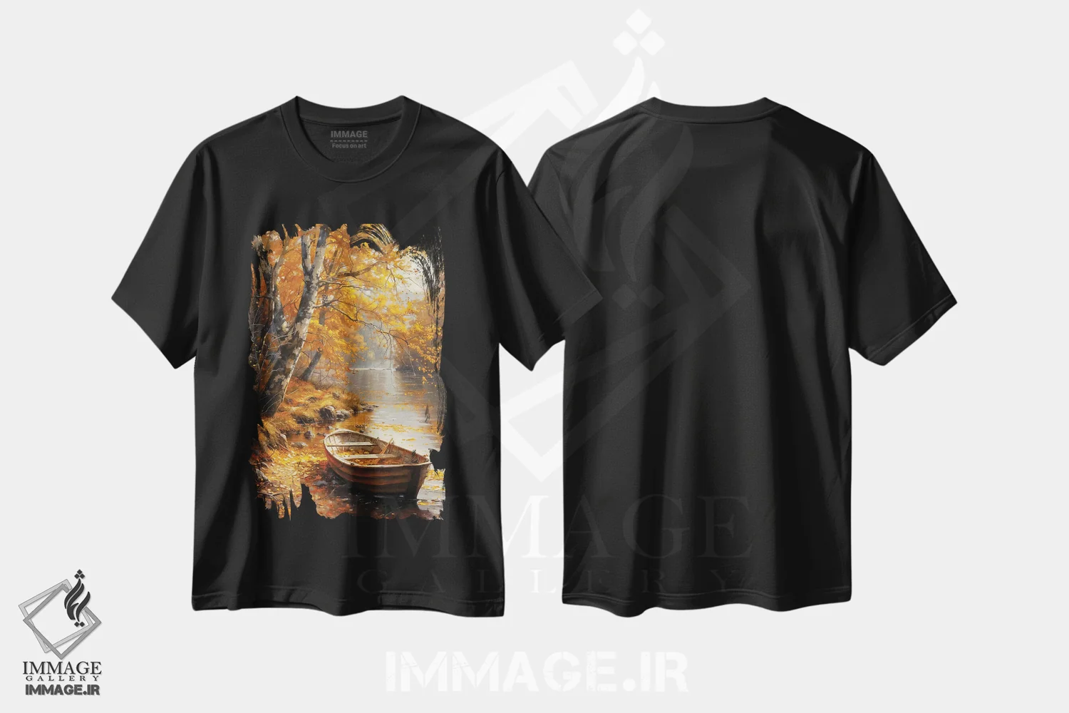 تیشرت مشکی طرح دار – تیشرت منظره ,رود پاییزی دوم اثر کانر مک گوایر فروشگاه ایماژ