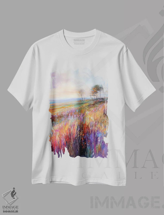 تیشرت سفید طرح دار – تیشرت هنری ,علف های رو به زوال اثر کانر مک گوایر فروشگاه ایماژ