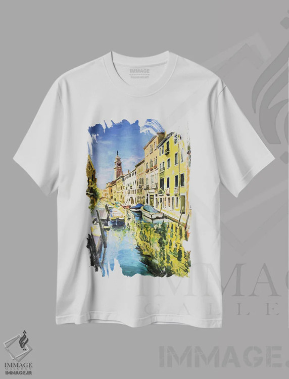 تیشرت سفید طرح دار – تیشرت شهری ,Italy" کانال ونیز، ایتالیا اثر کانر مک گوایر immage.ir