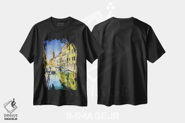 تیشرت مشکی طرح دار – تیشرت شهری ,Italy" کانال ونیز، ایتالیا اثر کانر مک گوایر فروشگاه ایماژ