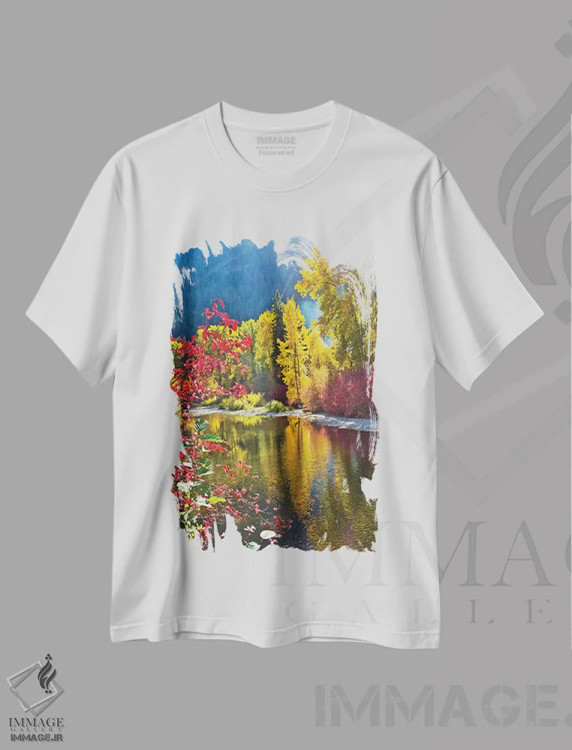 تیشرت سفید طرح دار – تیشرت پاییزی ,Nason Creek Area, Wenatchee National Forest, Washington State, USA,برگ های پاییزی، منطقهٔ نسون کریک، جنگل ملی ونچی، ایالت واشینگتن، ایالات متحده اثر میشل هرسن فروشگاه ایماژ