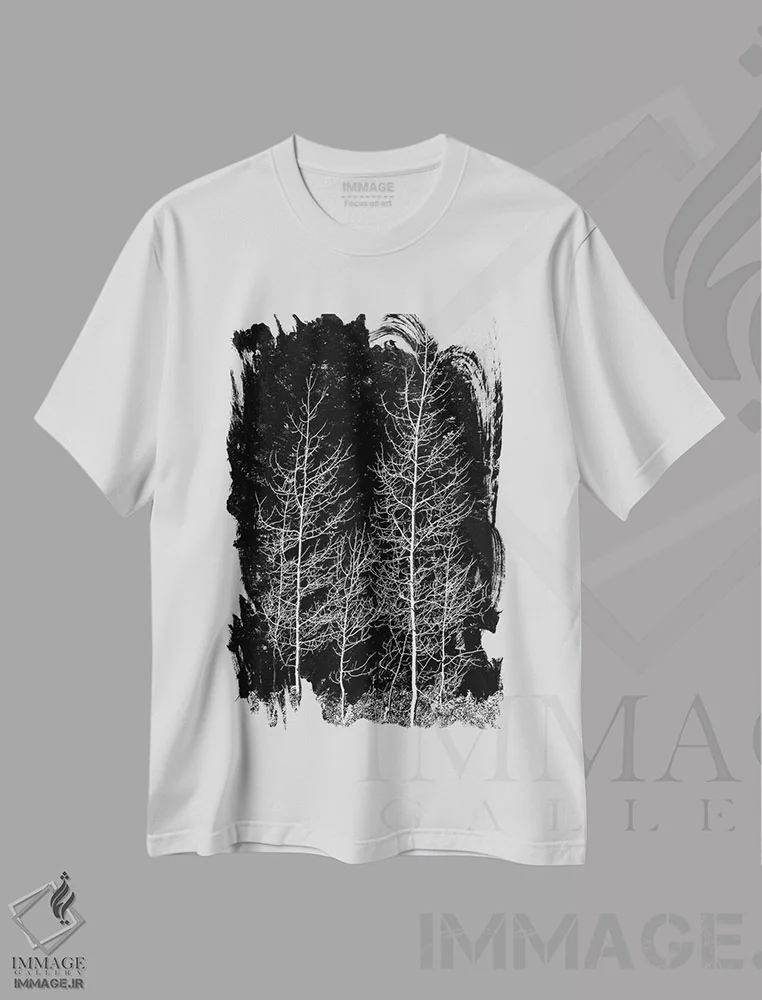 تیشرت سفید طرح دار – تیشرت سیاه وسفید ,Wenatchee National Forest, White River Area, Washington State, USA,صنوبرهای برهنه، جنگل ملی ونچی، منطقهٔ رودخانه سفید، ایالت واشینگتن، ایالات متحده اثر میشل هرسن immage.ir