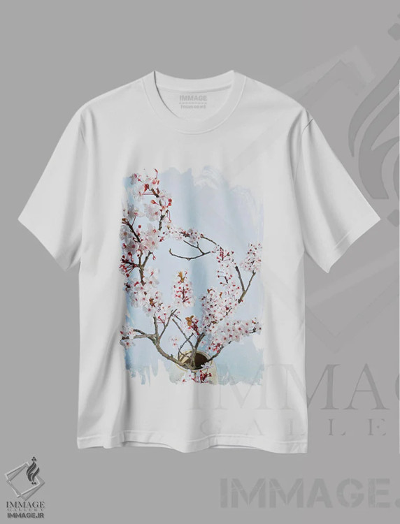 تیشرت سفید طرح دار – تیشرت مینیمالیستی ,آلو اثر مایکل فرانک immage.ir