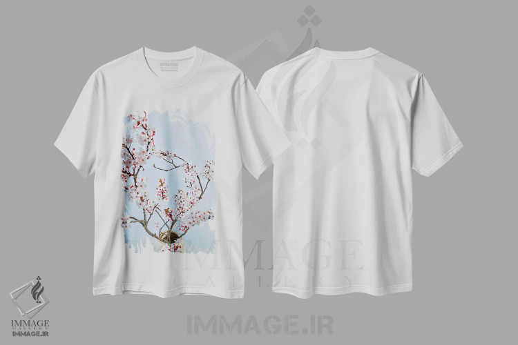 تیشرت سفید طرح دار – تیشرت مینیمالیستی ,آلو اثر مایکل فرانک immage.ir