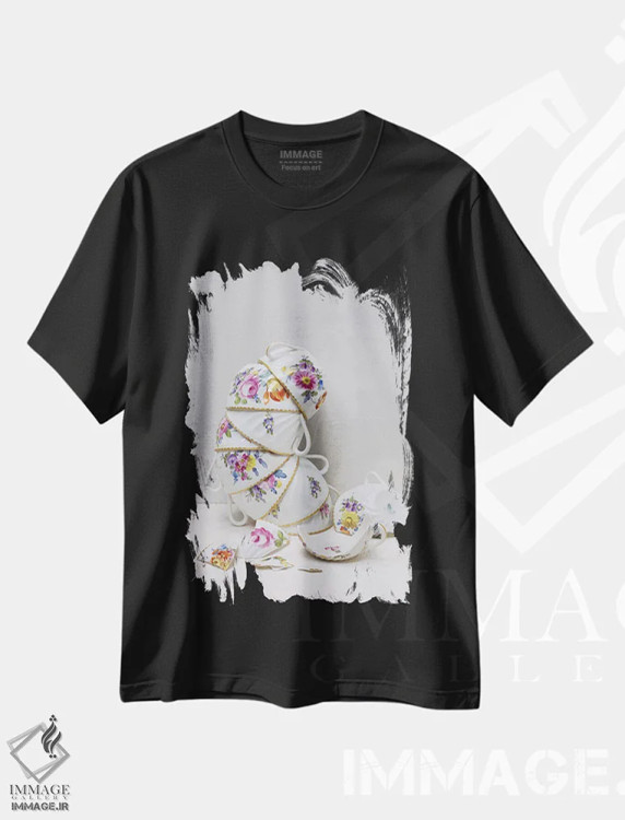 تیشرت مشکی طرح دار – تیشرت هنری چای ,نیمفن بورگ اثر مایکل فرانک immage.ir