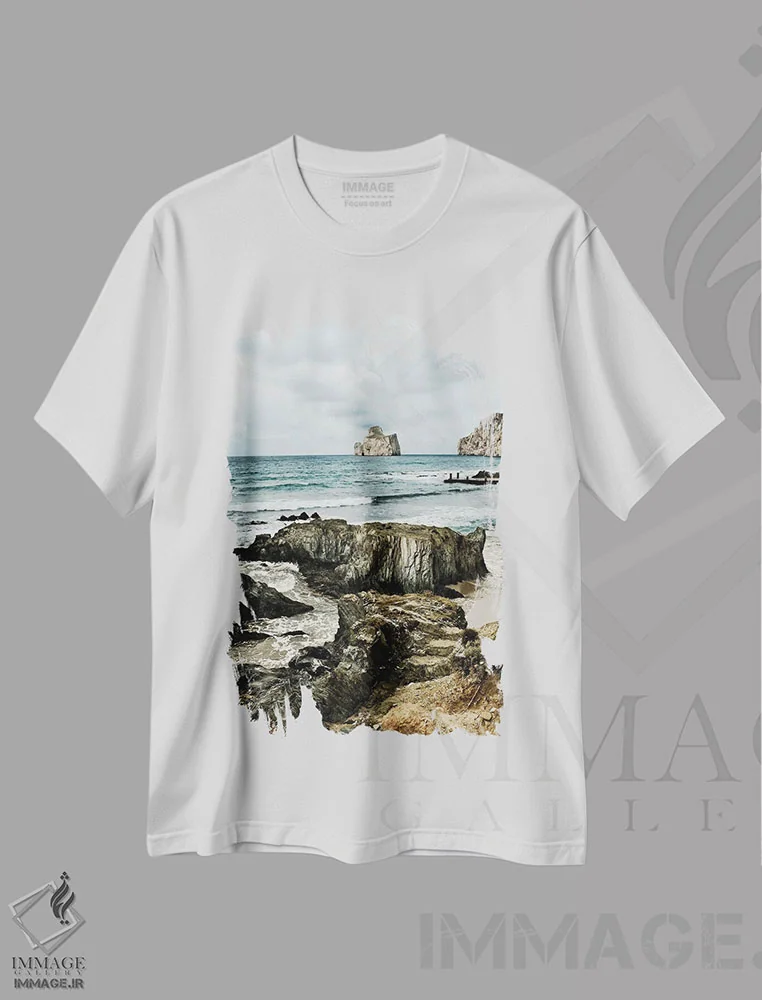 تیشرت سفید طرح دار – تیشرت طبیعت ,ساردنیا II اثر مایکل فرانک فروشگاه ایماژ
