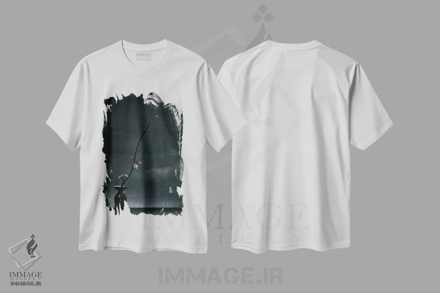 تیشرت سفید طرح دار – تیشرت هنری گیاه ,آلو اثر مایکل فرانک immage.ir