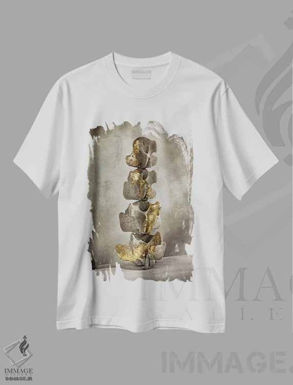 تیشرت سفید طرح دار – تیشرت هنری ,آن استخوان های طلایی اثر مایکل فرانک immage.ir