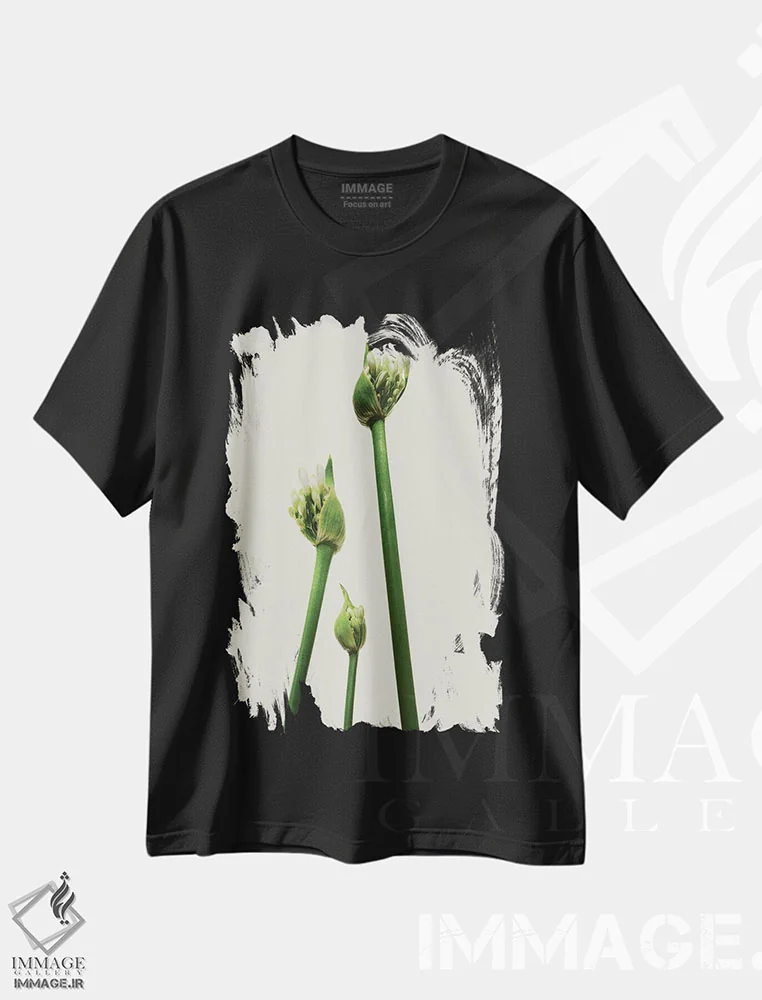 تیشرت مشکی طرح دار – تیشرت گیاهی ,سه آگاپانتوس اثر مایکل فرانک immage.ir