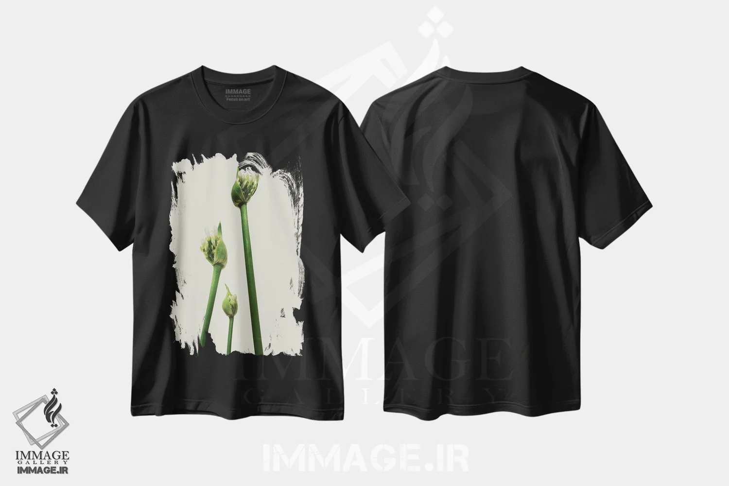 تیشرت مشکی طرح دار – تیشرت گیاهی ,سه آگاپانتوس اثر مایکل فرانک immage.ir