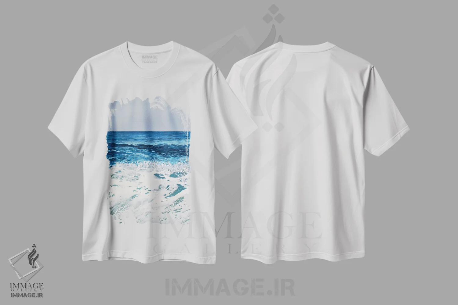 تیشرت سفید طرح دار – تیشرت طبیعت ,موج شکسته اثر مارتینا هارتوش immage.ir