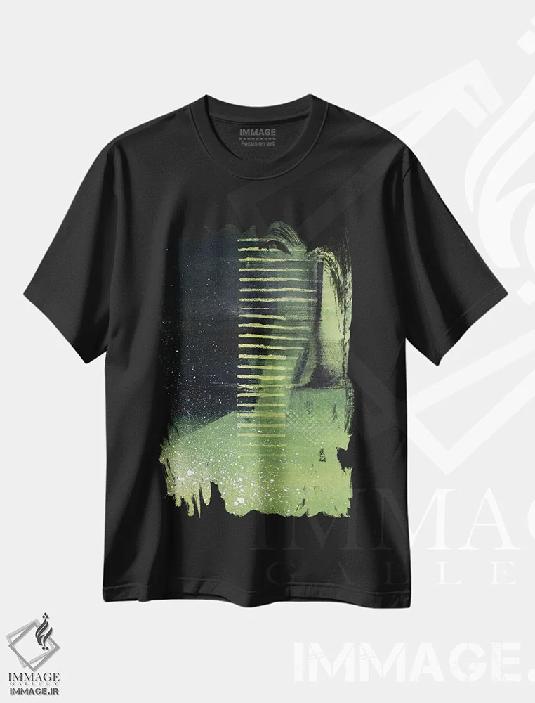 تیشرت مشکی طرح دار – تیشرت طبیعت ,پلکانی به بهشت سبز اثر مارتینا هارتوش فروشگاه ایماژ