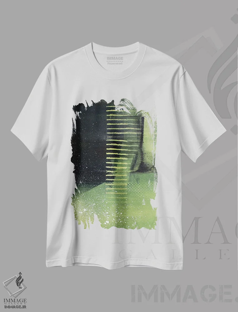 تیشرت سفید طرح دار – تیشرت طبیعت ,پلکانی به بهشت سبز اثر مارتینا هارتوش immage.ir