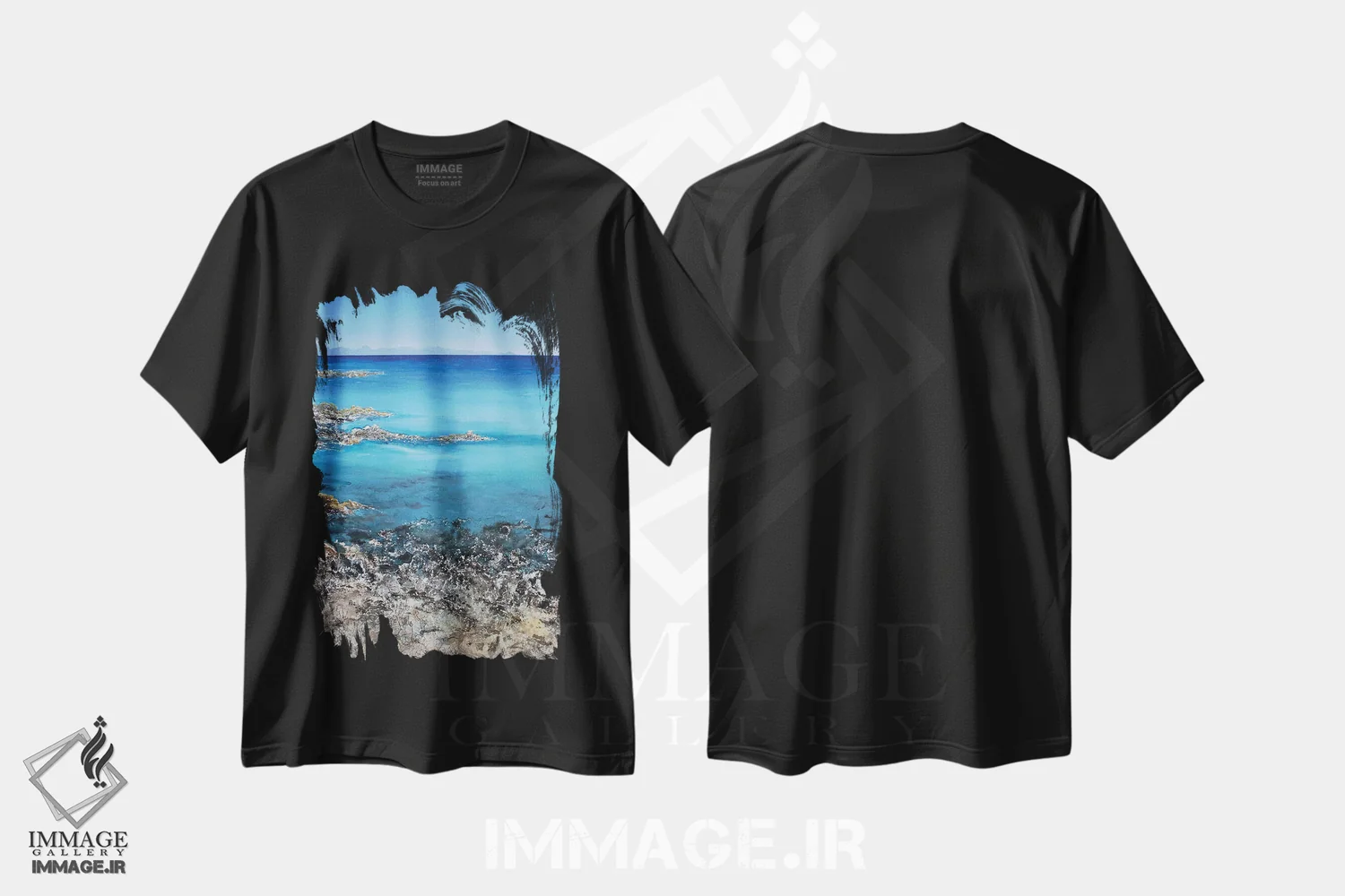 تیشرت مشکی طرح دار – تیشرت ساحلی ,آنجا اثر مارتینا هارتوش immage.ir