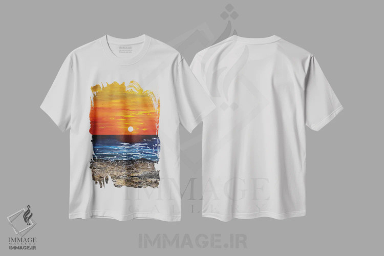 تیشرت سفید طرح دار – تیشرت غروب خورشید ,غروب آفتاب اثر مارتینا هارتوش فروشگاه ایماژ