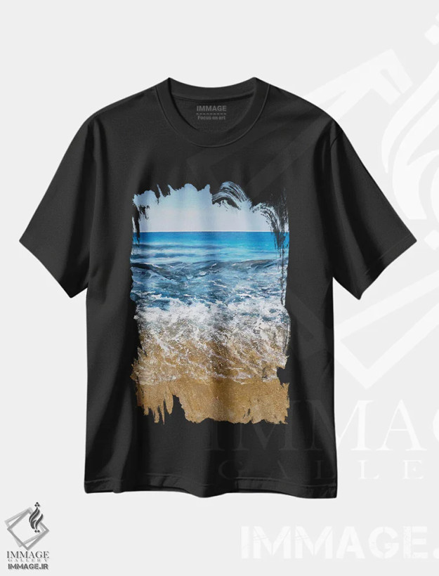تیشرت مشکی طرح دار – تیشرت ساحلی ,موج ساحلی اثر مارتینا هارتوش فروشگاه ایماژ