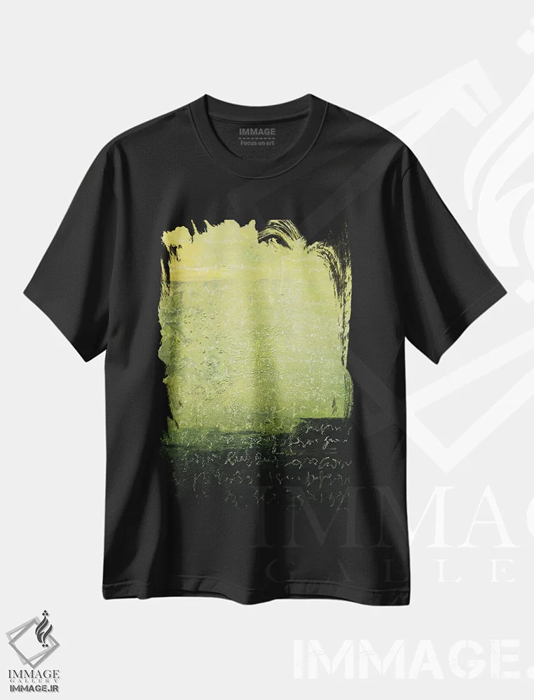 تیشرت مشکی طرح دار – تیشرت هنری ,نوشته شده بر سبز اثر مارتینا هارتوش immage.ir