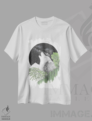 تیشرت سفید طرح دار – تیشرت حیوانات ,گرگ زوزه کش اثر مندی هک فروشگاه ایماژ