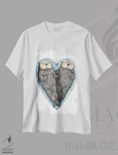 تیشرت سفید طرح دار – تیشرت حیوانات ,قلب سمور دریایی اثر مندی هک فروشگاه ایماژ