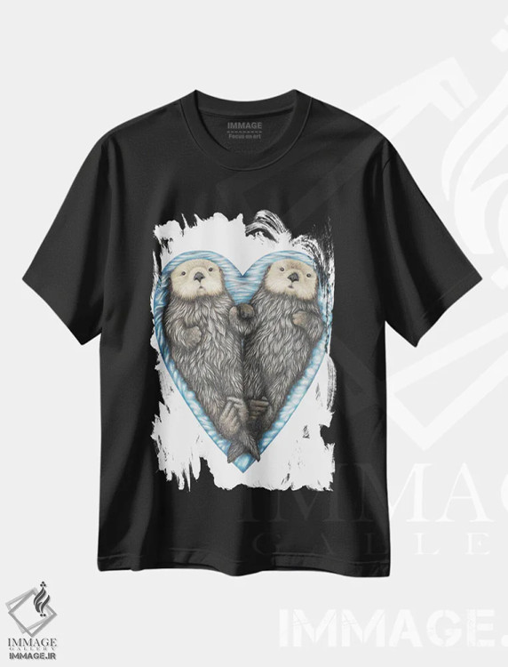 تیشرت مشکی طرح دار – تیشرت حیوانات ,قلب سمور دریایی اثر مندی هک immage.ir