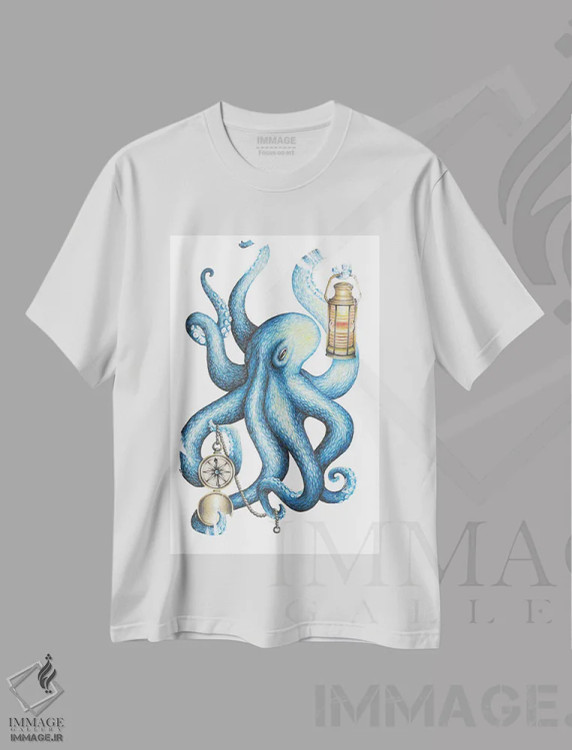 تیشرت سفید طرح دار – تیشرت گیمینگ ,گربه کوهنورد اثر مندی هک فروشگاه ایماژ