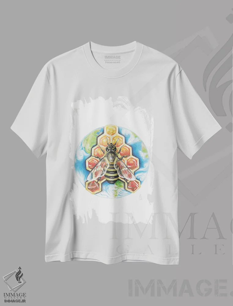 تیشرت سفید طرح دار – تیشرت طبیعت ,زنبور عسل اثر مندی هک immage.ir