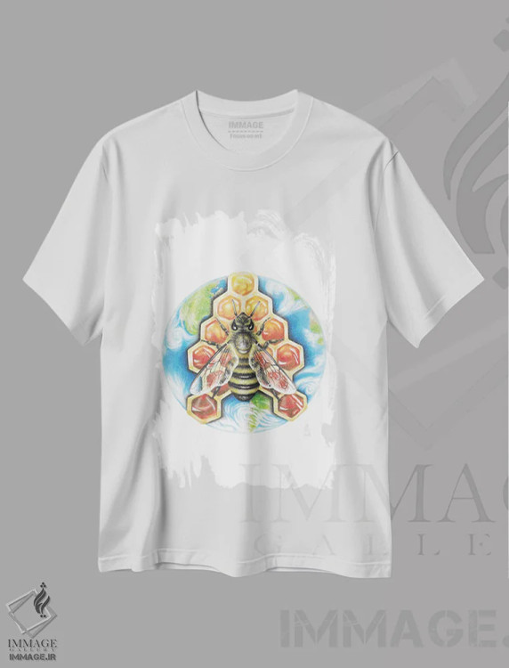 تیشرت سفید طرح دار – تیشرت طبیعت ,زنبور عسل اثر مندی هک immage.ir