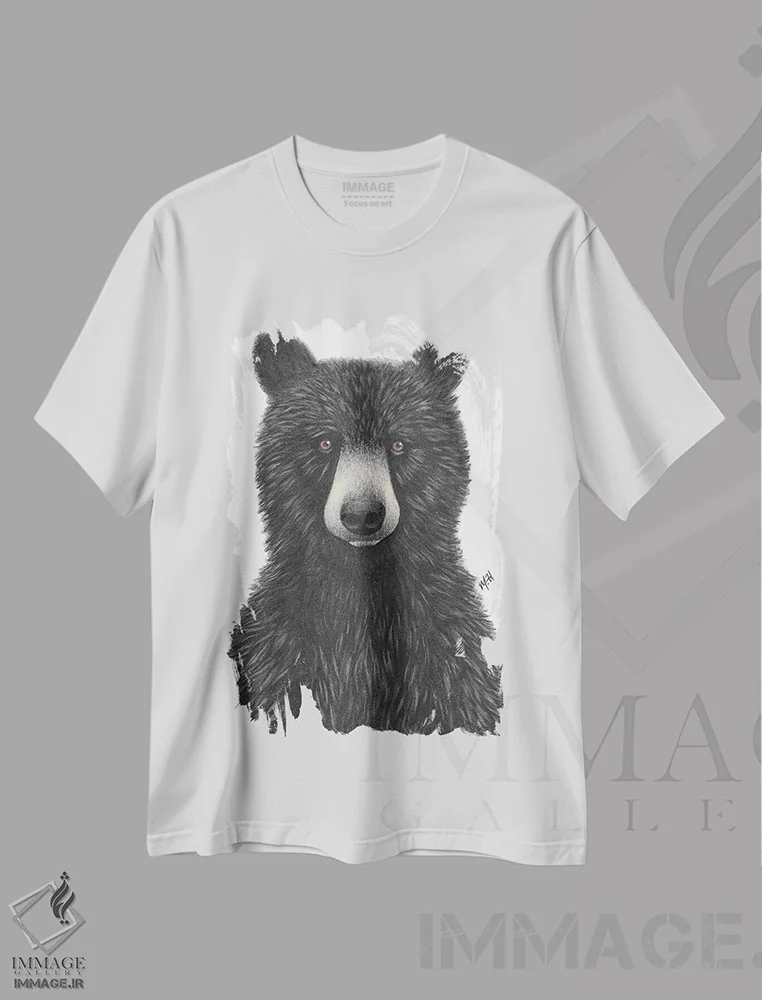 تیشرت سفید طرح دار – تیشرت طبیعت ,خرس کوچولو اثر مندی هک فروشگاه ایماژ