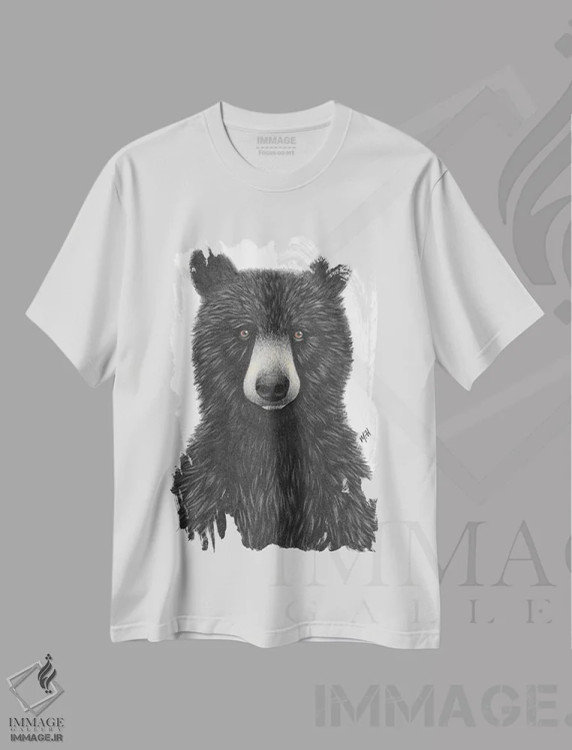 تیشرت سفید طرح دار – تیشرت طبیعت ,خرس کوچولو اثر مندی هک فروشگاه ایماژ