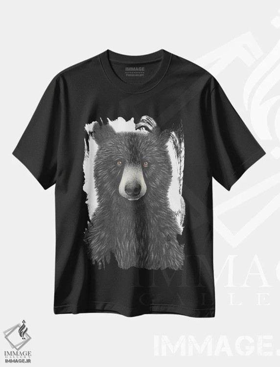 تیشرت مشکی طرح دار – تیشرت طبیعت ,خرس کوچولو اثر مندی هک immage.ir